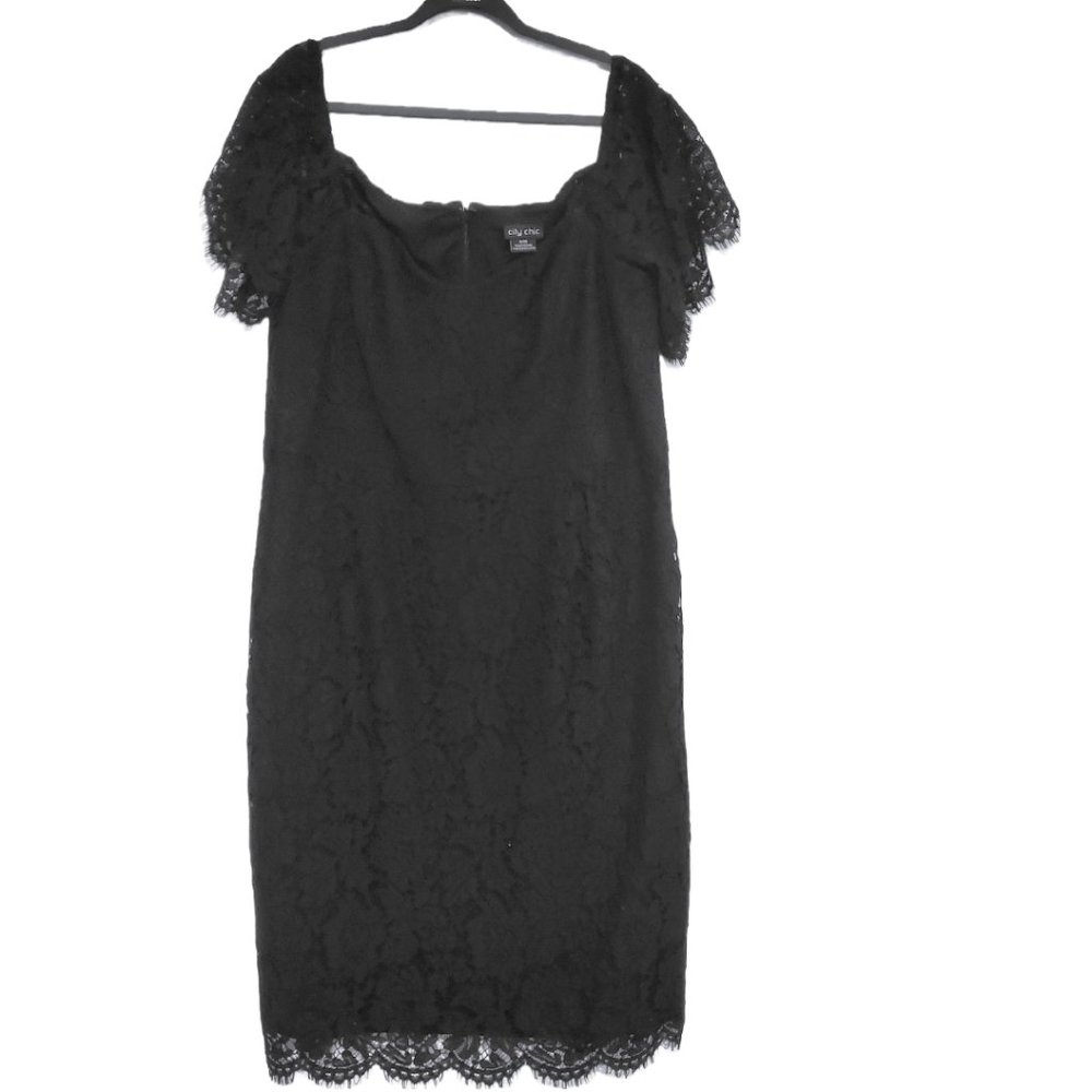 City Chic Black Lace Off The Shoulder Dress Size 18